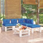6 Pcs Conj. Lounge de Paletes P/ Jardim com Almofadões Pinho - 3066304