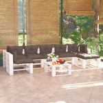 8 Pcs Conj. Lounge de Paletes P/ Jardim com Almofadões Pinho - 3066326
