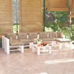 8 Pcs Conj. Lounge de Paletes P/ Jardim com Almofadões Pinho - 3066327