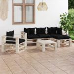 6 Pcs Conj. Lounge de Paletes P/ Jardim com Almofadões Pinho - 3066189
