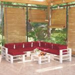 9 Pcs Conj. Lounge de Paletes P/ Jardim com Almofadões Pinho - 3066228