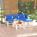 5 Pcs Conj. Lounge de Paletes P/ Jardim com Almofadões Pinho - 3066259