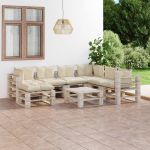 8 Pcs Conj. Lounge de Paletes P/ Jardim com Almofadões Pinho - 3066163