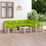 8 Pcs Conj. Lounge de Paletes P/ Jardim com Almofadões Pinho - 3066170