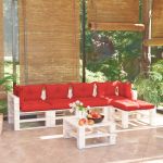 6 Pcs Conj. Lounge de Paletes P/ Jardim com Almofadões Pinho - 3066317