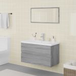 Móvel de WC Conjunto Móveis Casa de Banho Derivados de Madeira Sonoma Cinza - 3120352