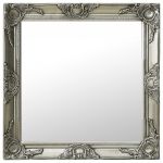 Espelho de Parede Estilo Barroco 60x60 cm Prateado - 320334