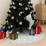 Saia de Árvore de Natal Luxuosa 150 cm com Meia Tecido Branco - 330289