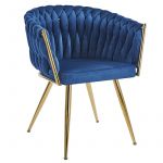 Cadeira Widny Golden Veludo Azul