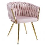 Cadeira Widny Golden Veludo Rosa