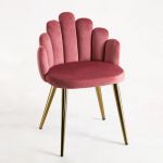 Cadeira Hand Gold Veludo Rosa