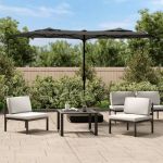 Guarda-sol Duplo de 3,16m com Base Cinzento