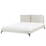 Beliani Cama Estofada em Chenille Creme 180 x 200 cm com Base de Ripas e Cabeceira Almofadada para Quartos de Estilo Elegante e Moderno 228x196x95 - 4251682234221