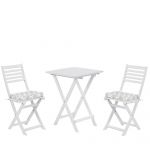 Beliani Conjunto de Jardim Branco em Madeira de Acácia de 3 Peças com 2 Cadeiras e 1 Mesa Dobrável com Almofadas Verde Menta 60x60x84 - 4251682210317