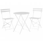 Beliani Conjunto de Jardim em Aço Pintdo em Branco com 2 Cadeiras e Mesa Dobráveis Design Minimalista Simples 60x60x80 - 4260580936090