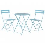 Beliani Conjunto de Jardim em Aço Pintdo em Azul com 2 Cadeiras e Mesa Dobráveis Design Minimalista Simples 60x60x80 - 4260580936083