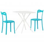 Beliani Conjunto de Moveis de Jardim em Plástico Azul e Branco 2 Cadeiras 1 Mesa Design Moderno Resistente à Água 70x70x80 - 4251682278935
