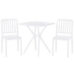 Beliani Conjunto de Moveis de Jardim em Plástico Branco 2 Cadeiras 1 Mesa Design Moderno Resistente à Água 70x70x82 - 4251682276429