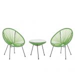 Beliani Conjunto de Duas Cadeiras e Mesa em Rattan Sintético Verde Pés Metálicos Design Resistente Estilo Moderno 90x70x87 - 4251682259675