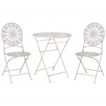 Beliani Conjunto de Jardim em Metal Branco 2 Cadeiras e Mesa Dobráveis com Resistência Aos Uv e Ferrugem de Estilo Francês Retro Xx - 4255664820204