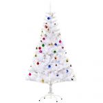 HomCom Árvore de Natal Artificial 150cm com 680 Ramos de Pvc 48 Decorações Incluidas Decoração de Natal ?85x150cm Branco