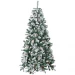 HomCom Árvore de Natal Artificial Altura 180 cm Árvore Nevada com 695 Ramos 57 Pinhas e Base de Aço Dobrável Ø104x180 cm Verde