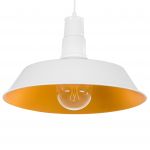 Beliani Candeeiro de Teto Suspenso Branco e Dourado Abajur em Alumínio Redondo Cozinha Ou Sala Estilo Industrial Moderno 46x46x177 - 4260580924776