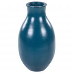 Beliani Vaso Decorativo Azul em Terracota com Toques de Estilo Naturais para Flores Secas 18x27x48 - 4255664813947