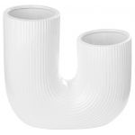 Beliani Vaso Decorativo em Cerâmica Branco 23 cm Acessório Decorativo Minimalista de Casa 10x24x23 - 4255664807243