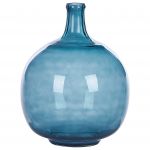 Beliani Vaso Decorativo em Vidro Azul 31 cm Fabrico Artesanal Acessório para Interior Mesa Consola Design Moderno 24x24x31 - 4251682280488