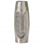Beliani Vaso Decorativo em Alumínio Prateado 32 cm Decoração com Motivo de uma Face Decoração de Casa Design Moderno 10x12x32 - 4251682279895