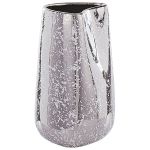 Beliani Vaso Decorativo em Cerâmica Prateada 27 cm Vidrado Impermeável Acessório para Casa Estilo Glamour 14x14x27 - 4251682275385