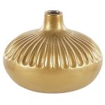 Beliani Vaso Decorativo em Cerâmica Dourada 20 cm Vidrado Impermeável Acessório para Casa Estilo Glamour 25x25x20 - 4251682275361