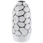 Beliani Vaso Decorativo em Cerâmica Branca 34 cm Vidrado Impermeável Acessório para Casa Estilo Glamour 15x15x34 - 4251682275354