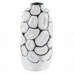 Beliani Vaso Decorativo em Cerâmica Branca 28 cm Vidrado Impermeável Acessório para Casa Estilo Glamour 13x13x28 - 4251682275347