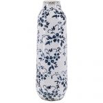 Beliani Vaso Decorativo Alto em Cerâmica Grés Azul e Branca 30 cm Padrão Floral Aspeto Desgastado Impermeável 10x10x30 - 4251682267571