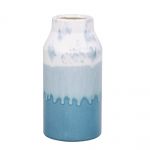 Beliani Vaso Decorativo de Cerâmica Grés Azul e Branca 25 cm Impermeável Acessório Decorativo para Casa Mesa Consola 12x12x26 - 4251682268028