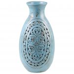 Beliani Vaso Decorativo Alto de Argila Turquesa Vaso de 51 cm Pintado à Mão de Inspiração Grega 26x26x51 - 4251682256704