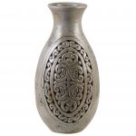 Beliani Vaso Decorativo Alto de Argila Cinzenta Vaso de 51 cm Pintado à Mão de Inspiração Grega 26x26x51 - 4251682256711