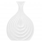 Beliani Vaso Decorativo em Cerâmica Branca 25 cm Vidrado Impermeável Superfície Esculpida Forma Irregular 4x18x25 - 4260624119069