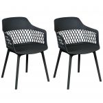 Beliani Conjunto de 2 Cadeiras de Jantar Material Sintético Preto Pernas de Metal Preto Design Minimalista Encosto Moderno Escandinavo XX - 4255664825612