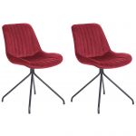 Beliani Conjunto de 2 Cadeiras de Jantar com Estofo em Veludo Vermelho sem Braços Design Retro Pernas Pretas XX - 4255664824929
