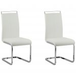 Beliani Conjunto de 2 Cadeiras de Jantar com Assento Estofado em Pele Sintética Branca Moderno Sala de Conferências Cantiléver com Encosto Alto 50x42x99 - 4251682255950