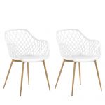 Beliani Conjunto de 2 Cadeiras de Jantar Plástico Branco Pés Metálicos Sala Cozinha Estilo Escandinavo 51x50x86 - 4251682231718