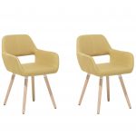 Beliani Conjunto de 2 Cadeiras de Jantar Estofadas em Tecido Amarelo Mostarda e Pernas de Madeira Clara Estilo Eclético Moderno 56x44x81 - 4260586356649