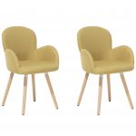 Beliani Conjunto de 2 Cadeiras de Jantar Estofadas em Tecido Amarelo e Pernas em Madeira Clara Estilo Eclético Moderno 52x44x83 - 4260586356533