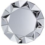 Beliani Espelho de Parede Prateado com Moldura ø 70 cm Trabalhada com Formas Geométricas em Relevo 3x70x70 - 4260602377092