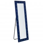 Beliani Espelho de Pé com Moldura em Veludo Azul 50 X 150 cm Vidro em Acrílico Moldura Decorativa Glamour Decoração de Parede 33x50x150 - 4255664804266