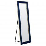 Beliani Espelho de Pé em Veludo Azul 50 X 150 cm Moldura Decorativa Decoração Glamour 33x50x150 - 4255664804280