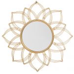 Beliani Espelho de Parede Dourado com Moldura Decorativa No Formato de Flor em Metal ø 67 cm Estilo Art Deco 4x67x67 - 4251682210362